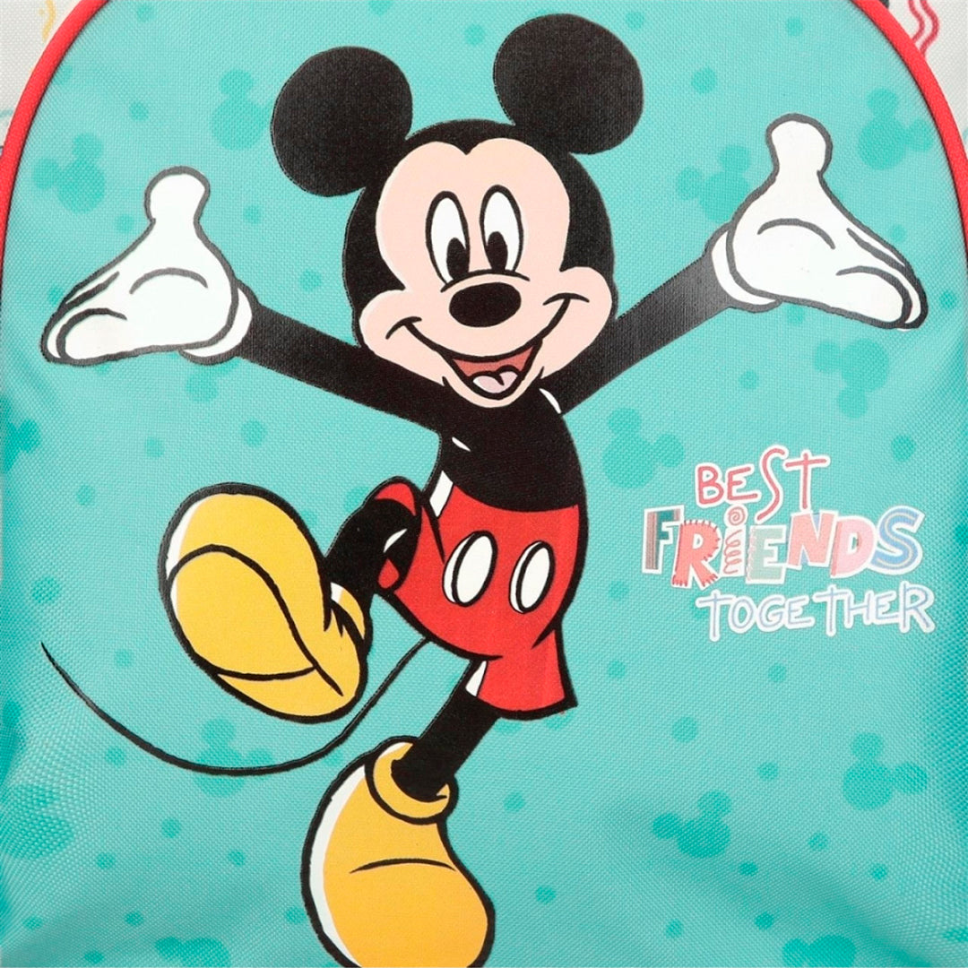 Mochila pré-escolar 32cm c/ carro Mickey Best Friends Together Multicor