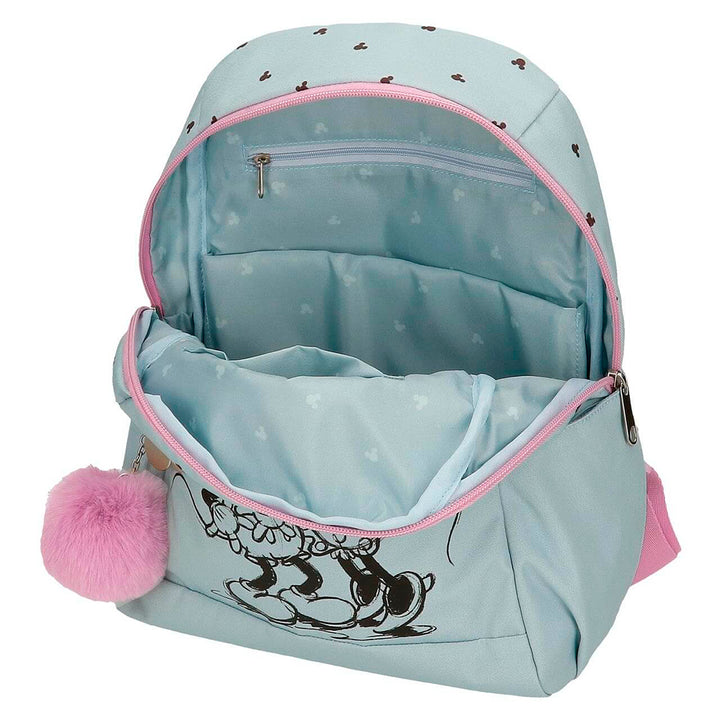 Mochila pré-escolar 35cm Mickey y minnie Kisses Azul