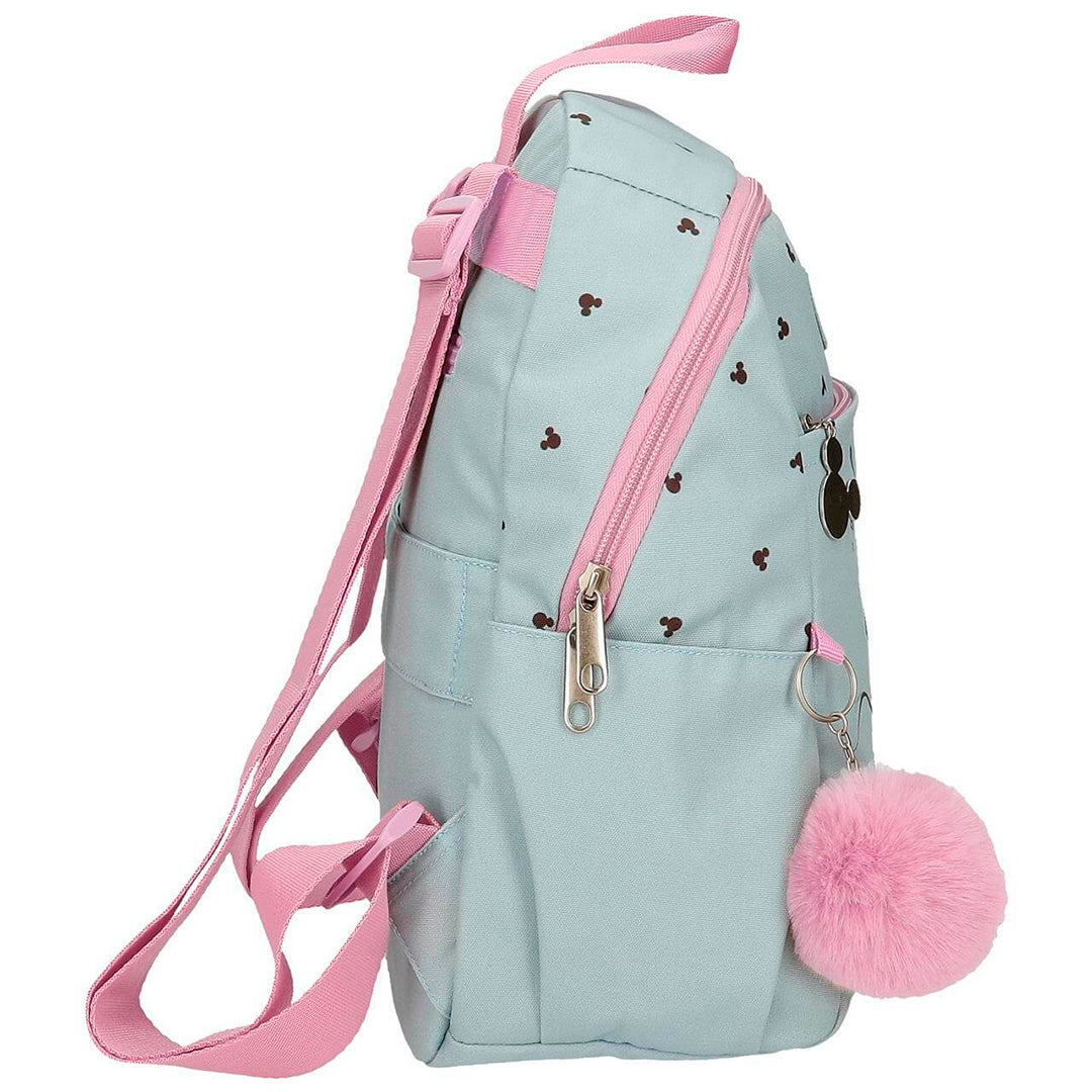 Mochila pré-escolar 35cm Mickey y minnie Kisses Azul