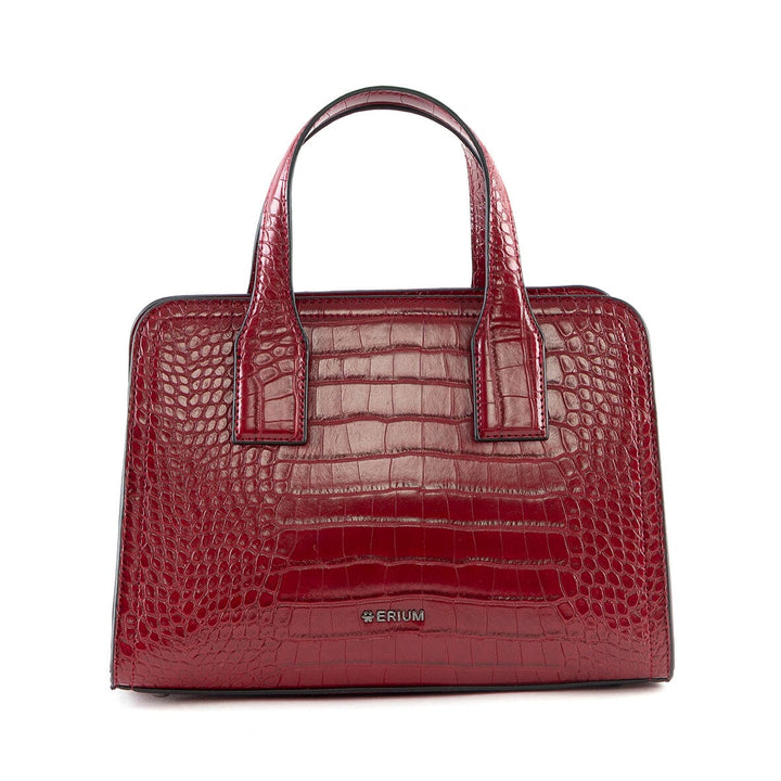 Mala de mão e tiracolo croco Erium para Senhora Bordeaux 