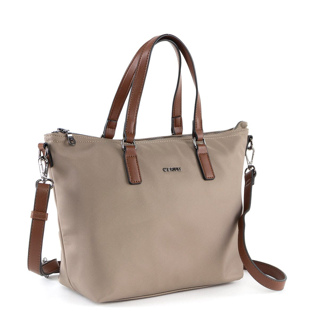 Mala de mão e tiracolo nylon Erium para Senhora Taupe 