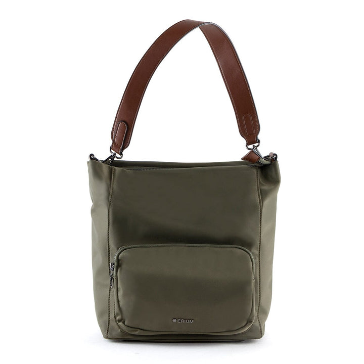 Mala de ombro em nylon Erium para Senhora Khaki 