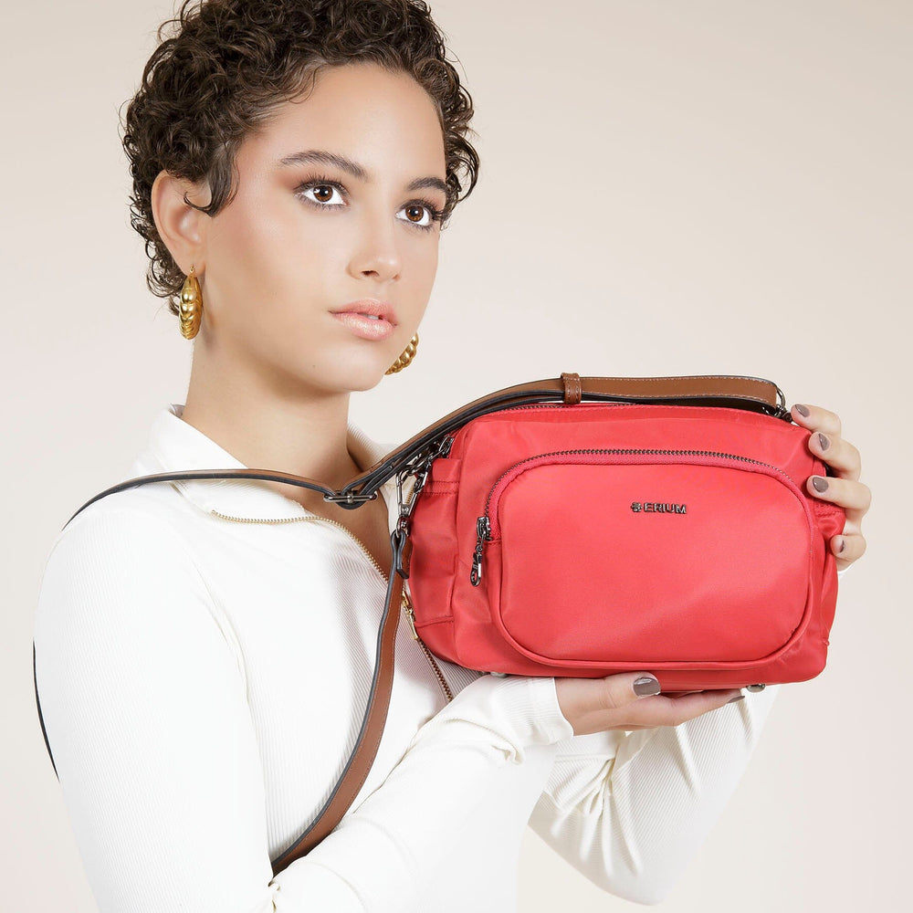 Mala de tiracolo com 2 compartimentos em nylon Erium para Senhora 