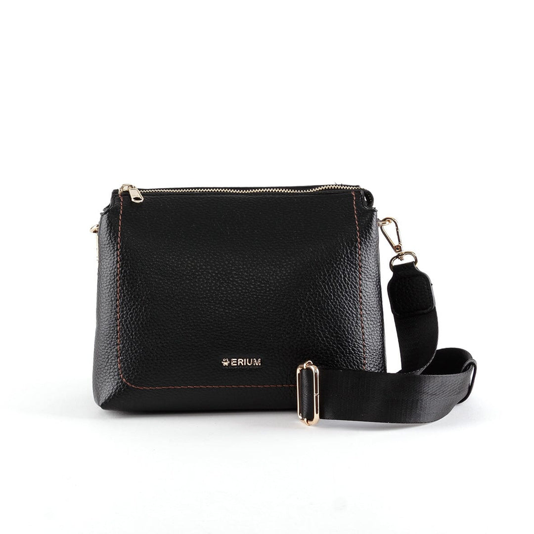 Mala de tiracolo com 2 compartimentos Erium para Senhora Preto 