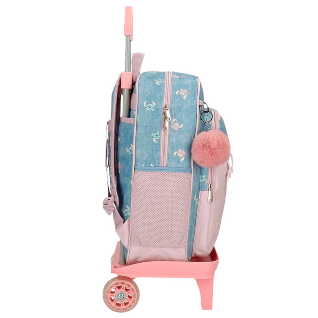 Mochila escolar 38cm c/ carro Stitch You Are Magical Azul 