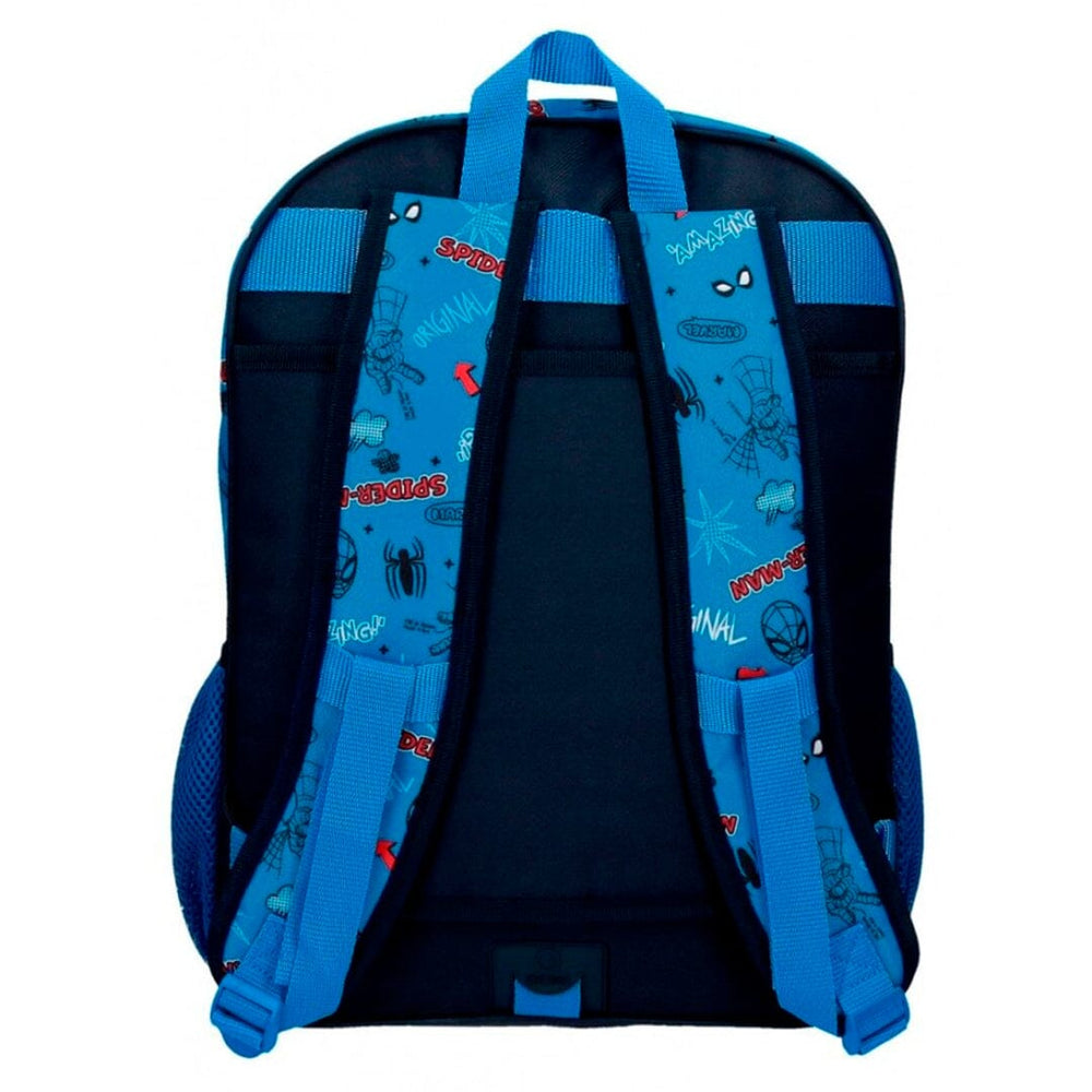 Mochila escolar c/ 2 compartimentos 42cm Spiderman Totally Awesome Azul 
