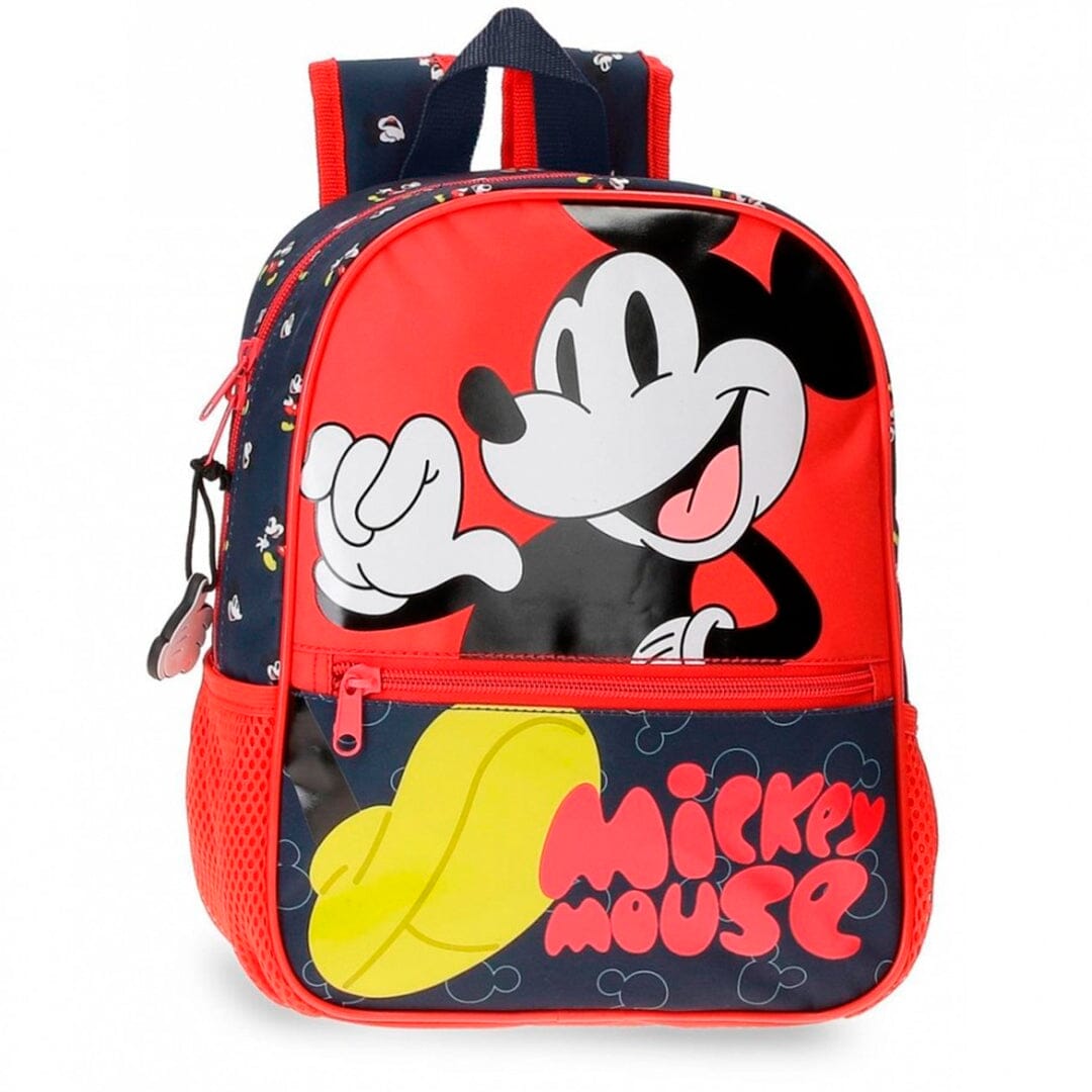 Mochila Pré-escolar 28cm Mickey Mouse Fashion p/ Menino Vermelha 