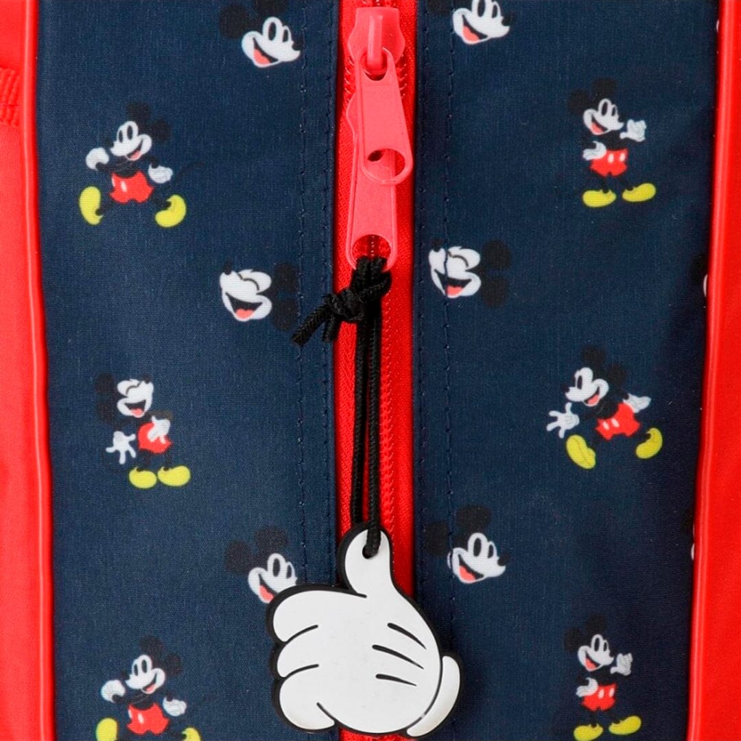 Mochila Pré-escolar 28cm Mickey Mouse Fashion p/ Menino Vermelha 