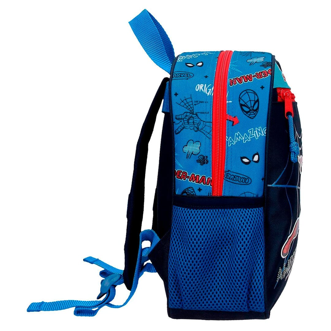 Mochila Pré-escolar 28cm Spiderman Totally Awesome Azul 