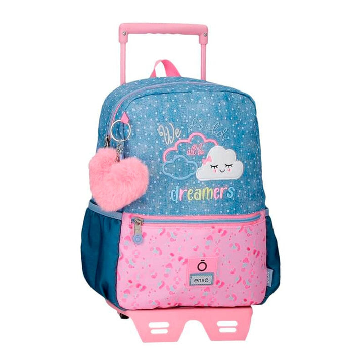 Mochila pré-escolar 32cm c/ carro Enso Dreamers Azul 