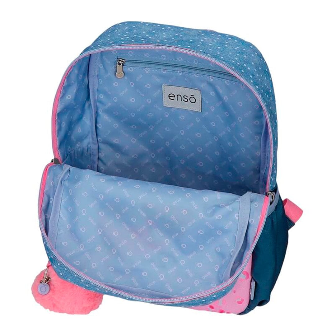 Mochila pré-escolar 32cm c/ carro Enso Dreamers Azul 